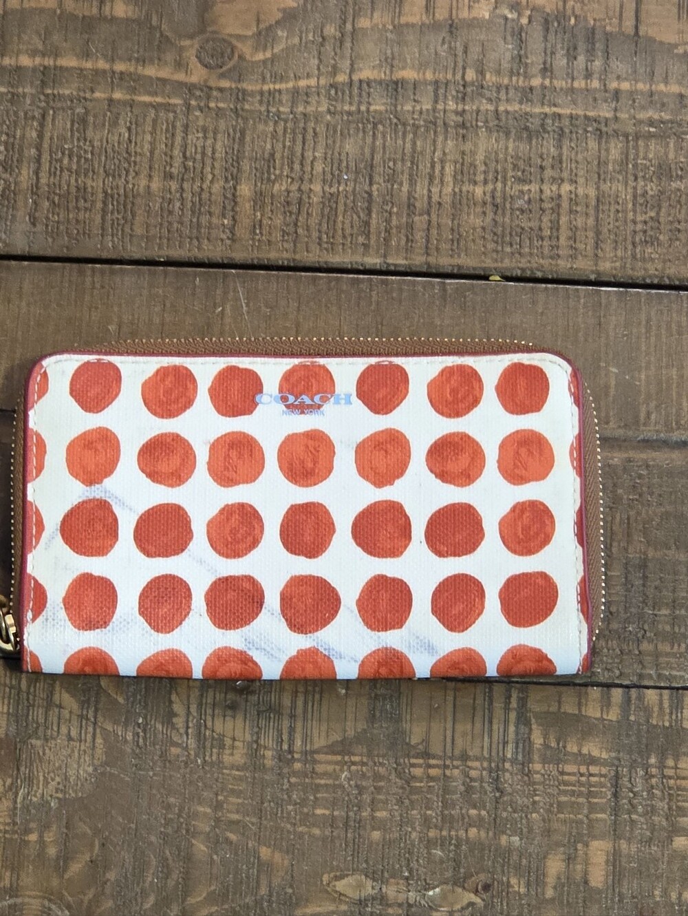 Coach Painted Dot Accordian Zip Wallet